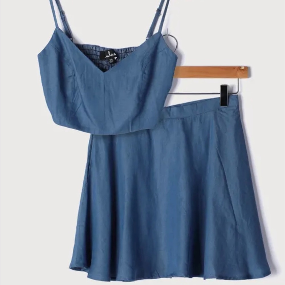 NWT Lulu’s Accompany Me Blue Chambray Two-Piece Dress - Picture 7 of 16